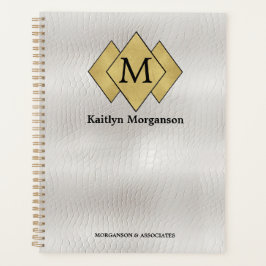 Classy Elegant wit lederen monogram Planner
