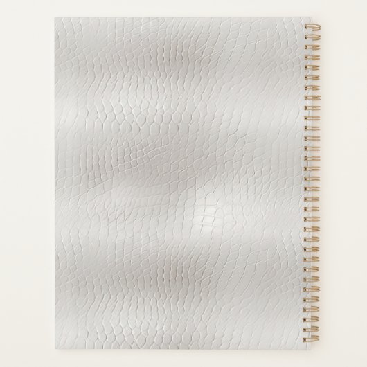 Classy Elegant wit lederen monogram Planner (Achterkant)