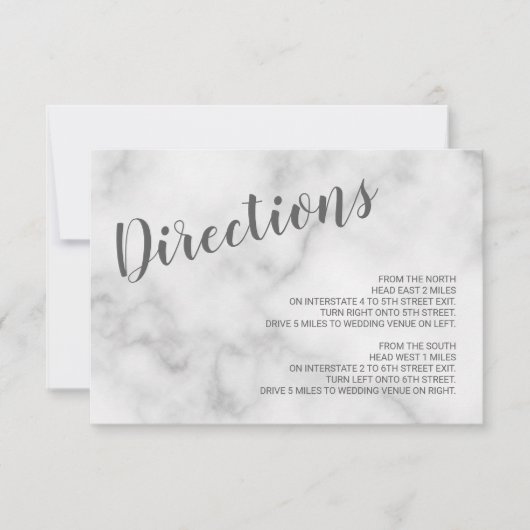 Classy Elegant Wit Marmer Bruiloft Details Kaart (Voorkant)