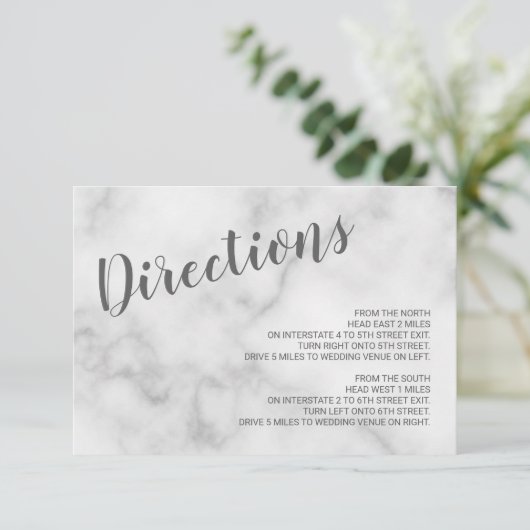 Classy Elegant Wit Marmer Bruiloft Details Kaart (Staand voorkant)