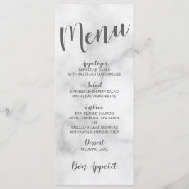 Classy Elegant Wit Marmer Bruiloft Menu