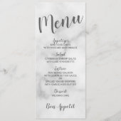 Classy Elegant Wit Marmer Bruiloft Menu (Voorkant)