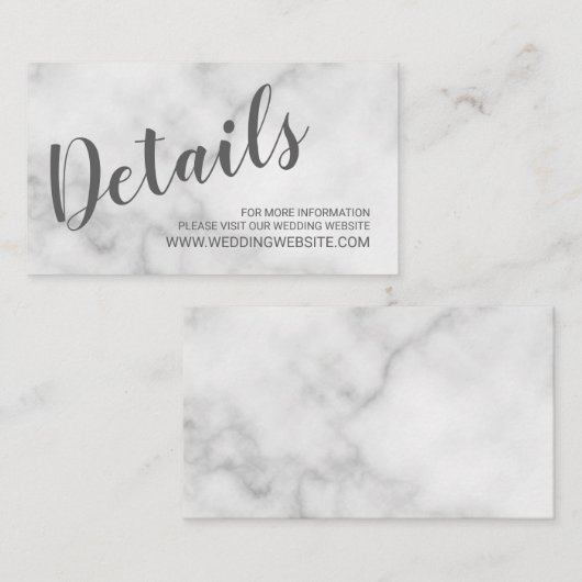 Classy Elegant Wit Marmer Bruiloft Website Kaart (Voorkant / Achterkant)