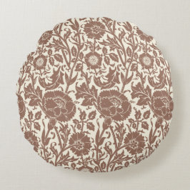 Classy Elegant Zacht Bruin Bloempatroon Rond Kussen