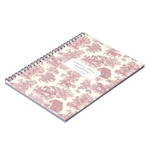 Classy Elegant Zacht Roze Paarden Toile met Naam Notitieboek (Linkerzijde)