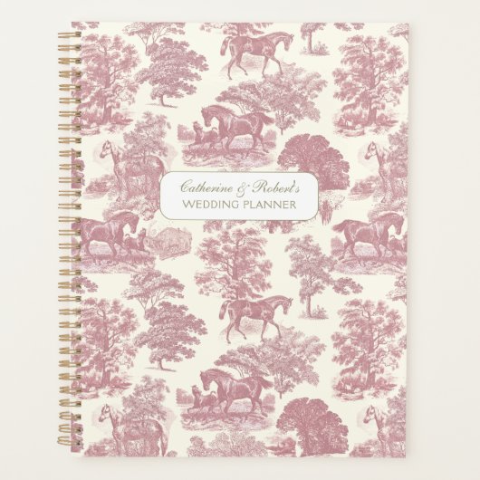 Classy Elegant Zacht Roze Paarden Toile met Naam Planner (Voorkant)