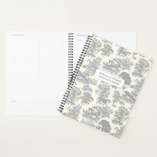 Classy Elegant Zilver Grijs Paarden Toile met Naam Planner (Display)