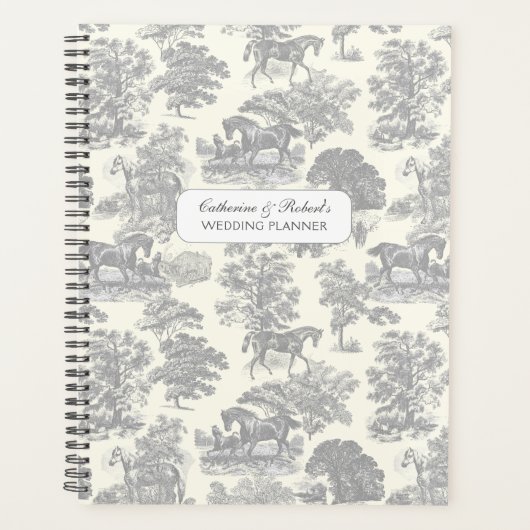 Classy Elegant Zilver Grijs Paarden Toile met Naam Planner (Voorkant)