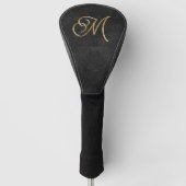 Classy Elegant Zwart en Goud  Monogrammed Golfheadcover (Voorkant)