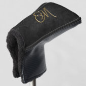 Classy Elegant Zwart en Goud  Monogrammed Golfheadcover (3/4 voorkant)