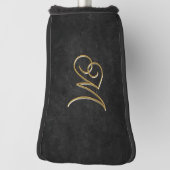 Classy Elegant Zwart en Goud  Monogrammed Golfheadcover (Draai 90)