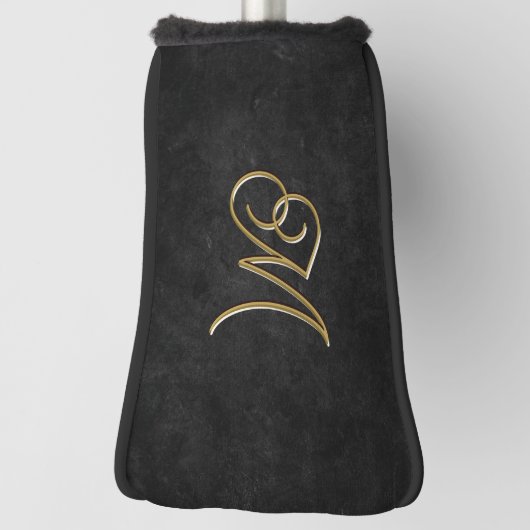 Classy Elegant Zwart en Goud Monogrammed Golfheadcover (Draai 90)