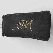 Classy Elegant Zwart en Goud Monogrammed Golfheadcover (Voorkant)