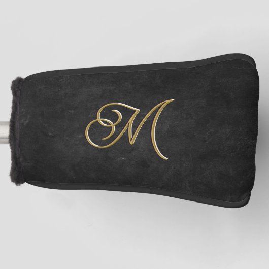 Classy Elegant Zwart en Goud  Monogrammed Golfheadcover (Voorkant)