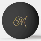 Classy Elegant Zwart en Goud Monogrammed Pingpongbal (Voorkant)
