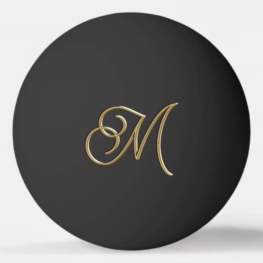 Classy Elegant Zwart en Goud Monogrammed Pingpongbal (Voorkant)