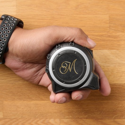 Classy Elegant Zwart en Goud Monogrammed Rolmaat (Huis)