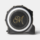 Classy Elegant Zwart en Goud Monogrammed Rolmaat (Voorkant)