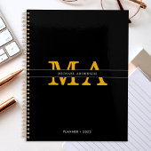 Classy Elegant Zwart Goud Monogram Aangepaste naam Planner