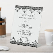 Classy Elegant Zwart Kant Bruiloft Veiligheid Reclamebord Met Voetstuk (Insitu)