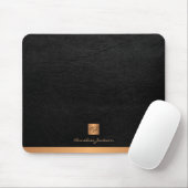 Classy elegant zwart ledergoud, monogegrammeerd muismat (Met muis)