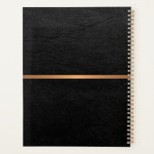 Classy elegant zwart ledergoud, monogegrammeerd planner (Achterkant)