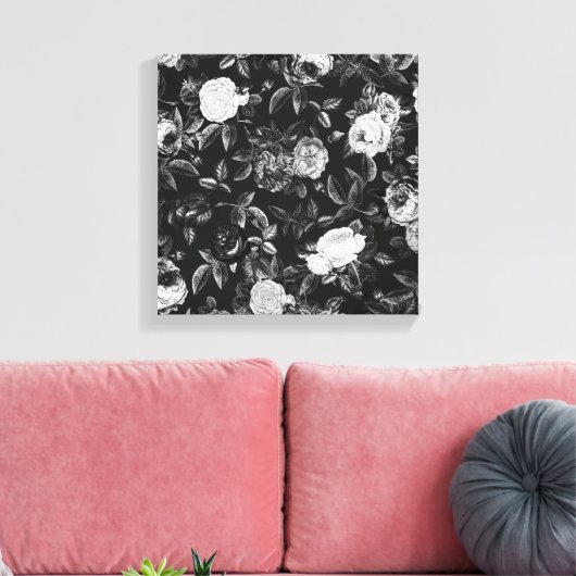  Classy Elegant Zwart-Wit Roses Canvas Afdruk (Insitu (Woonkamer))