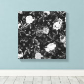 Classy Elegant Zwart-Wit Roses Canvas Afdruk (Insitu (Houten vloer))