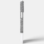 Classy Elegant Zwart Zilver Glitter Monogram Naam Case-Mate iPhone Case (Achterkant / Rechts)