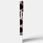 Classy Elegant Zwart & Zilver Metaal Monogram Naam Case-Mate iPhone Case (Achterkant / Rechts)