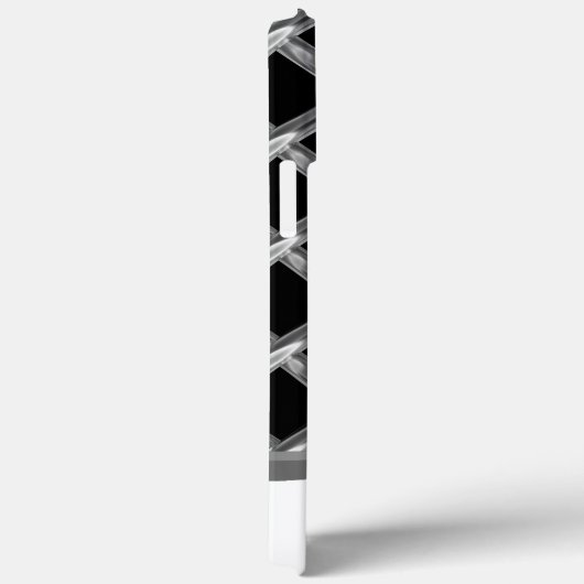 Classy Elegant Zwart & Zilver Metaal Monogram Naam Case-Mate iPhone Case (Achterkant / Rechts)