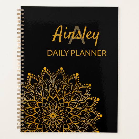 Classy elegante bloemige aangepaste naam mandala planner (Voorkant)