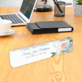 Classy elegante blush blauwe pioenen bruiloft plan naambordje