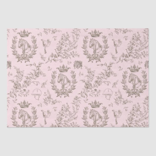 Classy elegante Chic Beige Roze Paardensport Toile Tissuepapier (Voorkant)