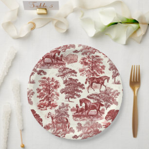 Classy elegante chique rode paarden land toilet papieren bordje