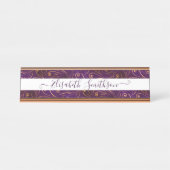 Classy Elegante Donkerpaarse Professionele Bloemen Bureau Naambordje (Voorkant)