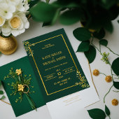Classy Elegante Groene en Gouden huwelijksuitnodig Kaart