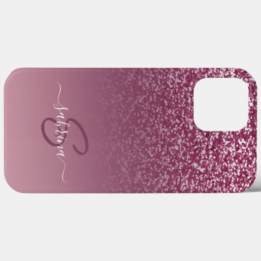 Classy Elegante Paarse Glitter Monogrammed Naam Case-Mate iPhone Case (Achterkant (horizontaal))