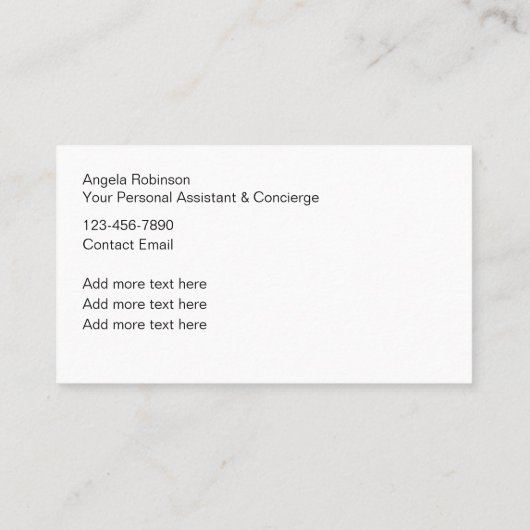 Classy Elegante Persoonlijke Conciërge Assistent Visitekaartje (Achterkant)