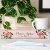 Classy elegante roze blos rozen winkelmanager naambordje