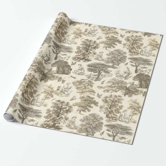 Classy elegante  rustieke Beige Country Toile Cadeaupapier (Uitgerold)