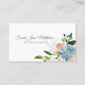 Classy elegante stoffige blauwe pioen bruiloft pla visitekaartje (Voorkant)