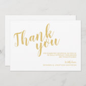 Classy Elegante Witte en Gouden Huwelijk Dank u Kaart (Voorkant / Achterkant)