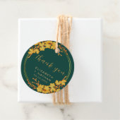 Classy Emerald Green Gold Floral Hartelijk dank Bedankjes Labels (In situ)