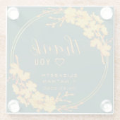 Classy Emerald Green Gold Floral Weddenschap Harte Glazen Onderzetter (Achterkant)