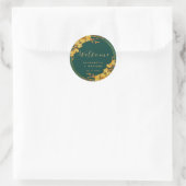 Classy Emerald Green Gold Floral Wedding Welkom Ronde Sticker (Tas)