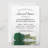 Classy Emerald Green Roos Wedding Rehearsal Dinner Kaart (Voorkant)