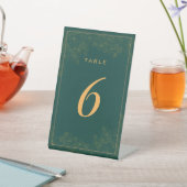 Classy Emerald Green Subtle Table Number Reclamebord Met Voetstuk (Insitu)