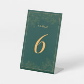 Classy Emerald Green Subtle Table Number Reclamebord Met Voetstuk (Voorkant)