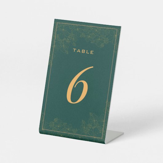 Classy Emerald Green Subtle Table Number Reclamebord Met Voetstuk (Voorkant)